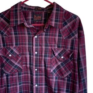 Vintage Plains Western Wear Big Mans Western Cowboy Pearl Snap Button Shirt 2X